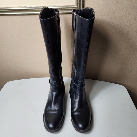 Franco Sarto Womens |10M| Cleveland Black Leather Wide Calf Riding Boots  - Picture 5 of 9
